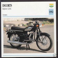 1992 Escorts Rajdoot 123AC 350 (347cc) India Motorcycle Photo Spec Info Card picture