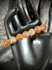 Mixed Rutile Quartz Stretchy Bracelet - Gold, Copper and Red Rutile 10 mm Beads picture