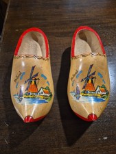Vintage Wooden Dutch Clogs Hand Painted Souvenir Shoes Stamped Size 25 picture