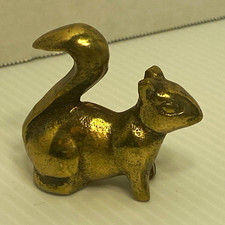 Vintage Solid Brass Squirrel Figurine Mini Statue Paperweight Mid Century MCM picture