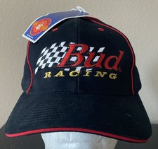 Budweiser BUD RACING  ~ Embroidered Black ~ 100% Cotton Adjustable Hat ~ NEW picture