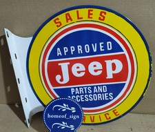 Jeep Sales Service Porcelain Enamel Sign 19.5 x 17 Inches 2 Sides picture