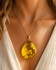 Impressive 3D Hand Carved Natural Clear Yellow Amber Carving Rose with Butterfly picture