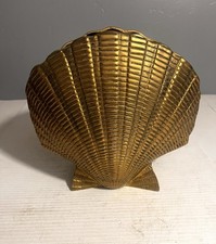Stunning Vintage ANDREA By SADEK  Brass Scallop Shell Planter Vessel Vase picture