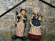 Hand Painted Patriotic Uncle Sam  & Betsy Figurines 2pc 12” picture