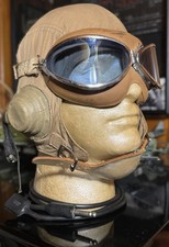 WWII USN/USMC Slote & Klein 1092S flying helmet w/ TH-37 receivers, Cord,goggles picture