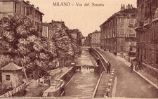 Antique Vintage Postcard Milano Via del Senato Milan Italy UNP Sepia Street picture