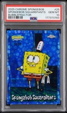 Topps 2025 Chrome SpongeBob #25 SpongeBob SquarePants Bubblefractor 04/99 PSA 10 picture