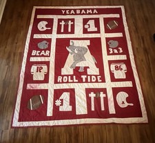 Vintage 1970/1980s University Of Alabama Hand Made Quilt 81’X 91’ Bear Bryant picture
