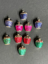 Lot 10 Vtg Japan Mini Mercury Glass Cupcake Basket Ornaments Pristine Silver 1