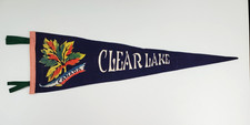 Vintage Clear Lake Manitoba Canada Souvenir Pennant Flag Wool Felt Maple Leaf picture