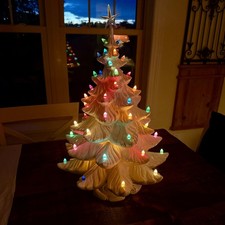 HUGE Atlantic Vintage 70’s White Iridescent Ceramic Christmas Tree 22”- Complete picture