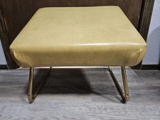 VIntage 1960 70's Mid Century Modern Ottoman Foot Stool PEARL WICK LEG LOUNGER picture