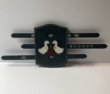 Vintage Wooden Perpetual Calendar Country Goose Hearts Cottage Cozy Granny Decor picture