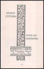 1924 Rudolph Czufin Boston Design Lettering Wood Cut Illustration Art Print Ad picture