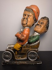 Rare Laurel & Hardy Auto Jalopy Car Sculpture Figurine Chalkware Vintage picture