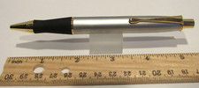 TERZETTI Explorer HEAVY BRASS Metal Large Click Top Ballpoint Pen- SILVER/GT picture
