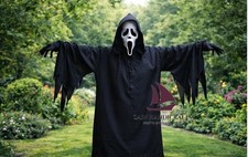 ZAIN Ghost face Scary horror Ghostface Deluxe Sparkle Black Halloweeen Costume picture