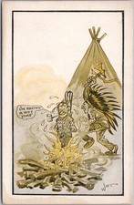 c1910s Artist-Signed WITT Indian Comic Postcard