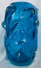 Vintage Jan Beranek Skrdlovice Blue glass vase 1950s or 1960 picture
