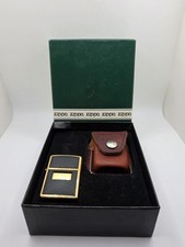 Vintage 1996 Zippo H XII Gold Black Lighter Gift Set Leather Pouch Original Box picture