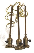 Antique Vintage Perkins Paddle Switch Brass Light Sockets & Shade Rings (3) picture
