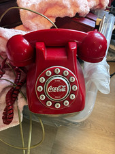 Coca-Cola Red & Silver Rotary Style Corded Push Button Phone Flash/Redial picture