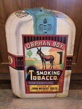 RARE Original Orphan Boy Smoking Tobacco Cardboard Sign Die Cut Hanging St Louis picture