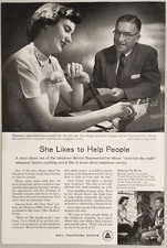 1956 Print Ad Bell Telephone System Service Representative Helps Customer picture
