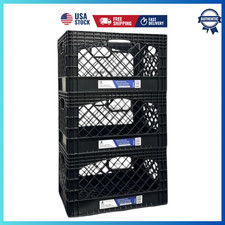 Gorilla Crate 24QT Milk Crate Storage Bin 3 Pack Heavy Duty Black picture