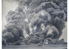 1928 Texas Oil Field Fire Inferno Derrick Windmill Original Press Glass Negative picture