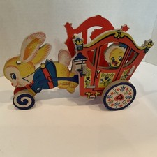 Vtg 1952 Dolly Toy Co Easter Bunny Pull Toy Cart Whitman Chocolates Candy Holder picture