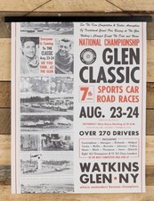 Vintage Original Glen Classic 7th Annual Sports Car Road Races Poster picture