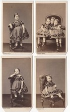 Set of 4 CDV photos child girl by Pierre Petit circa 1865 Paris picture