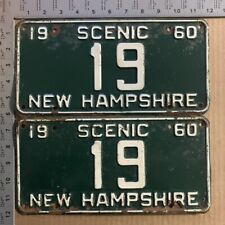 1960 New Hampshire license plate pair 19 YOM DMV TWO DIGIT low number 11643 picture