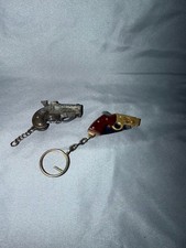 2 Vintage Pistol Gun Folding Pocket Knife Keychains picture