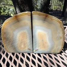 Arizona Sourced Banded Agate Geode Bookends - Pair Mineral Specimen picture