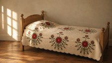 2 Beautiful 1880’s Hand Pieced Quilts Blanket Prairie Flower Pattern 77” x 90” picture