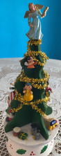 Vintage Enesco Wooden Rotating Christmas Tree with music box; plays Jingle Bells picture