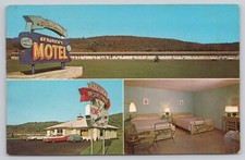 Vtg/Atq Post Card Kendrick's Motel & Restaurant Multi-View Classic Cars K354 picture