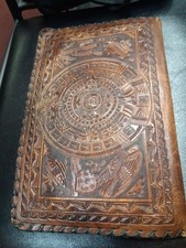 Vintage Tooled Leather Aztec Clutch Portfolio/ Folder picture