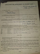 WWII Era USAAF Aviation Cadet Application Dated 1942. picture