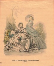 Antique Godey's Americanized Paris Fashion Print 1968 Southern Belle Style *Am3 picture