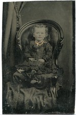 Child in Fancy Victorian Chair Tintype 1860s Nice Portrait CV054 picture