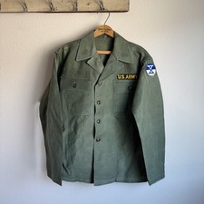 1950s/60s Crisp Korean War OG-107 Green Mint Deadstock Army Shirt Medium  picture