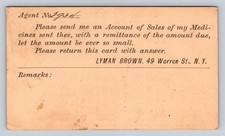 1870s US Postal Card Lyman Brown Medicines Athens PA Postmark Troy PA picture