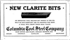Vintage Columbia Tool Steel Co. CLARITE BITS Advertising Blotter Industrial Tool picture