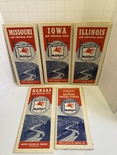 1940s Mobilgas Socony-Vacuum Oil Company Mobil Road Maps 5 Lot Iowa Kansas… picture