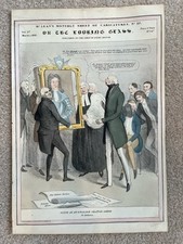 RARE McLean's Monthly Sheet of Caricatures Hand Color Satire Cartoons Mar. 1832 picture