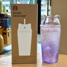 New Starbucks Korea 2026 Cherry Blossom Cat Glass Cold Cup 500ml Sakura Tumbler picture